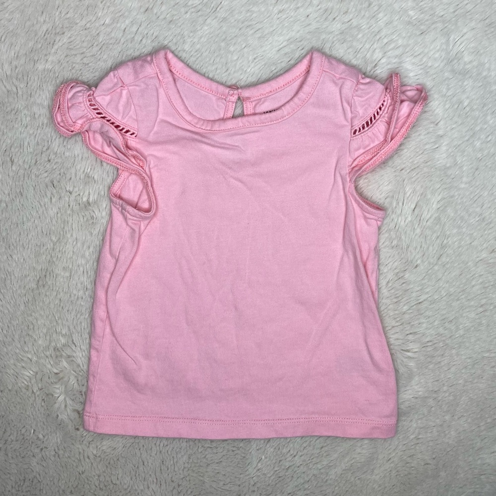 Janie and Jack pink top with eyelet sleeves size 18-24 months